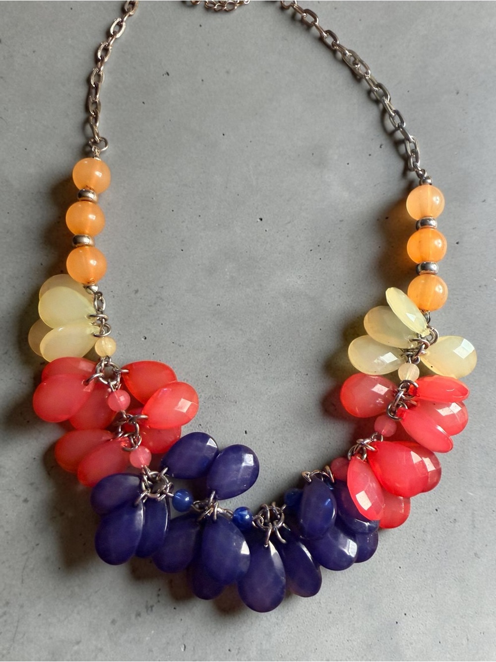 Women’s Multicolor Statement Necklace - Yellow, Coral, Purple